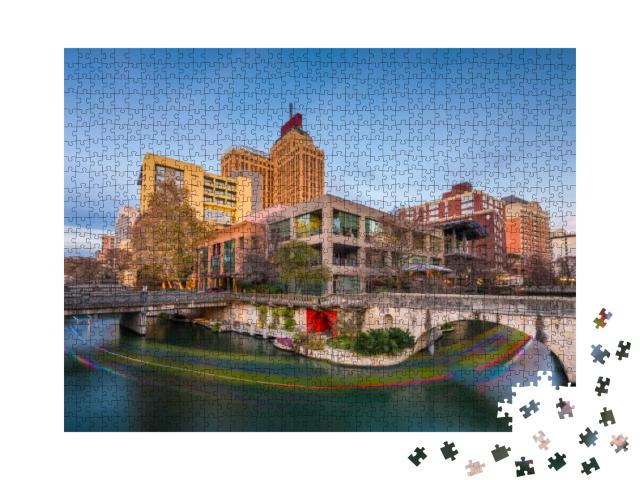 San Antonio, Texas, USA Skyline on the River Walk At Dusk... Jigsaw Puzzle with 1000 pieces