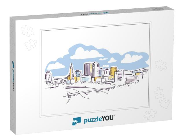 Columbus Ohio USA America Vector Sketch City Illustration... Jigsaw Puzzle