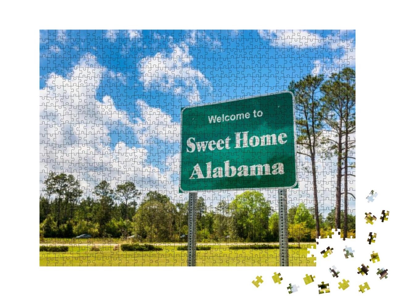 Welcome to Sweet Home Alabama Road Sign Along Interstate... Jigsaw Puzzle with 1000 pieces