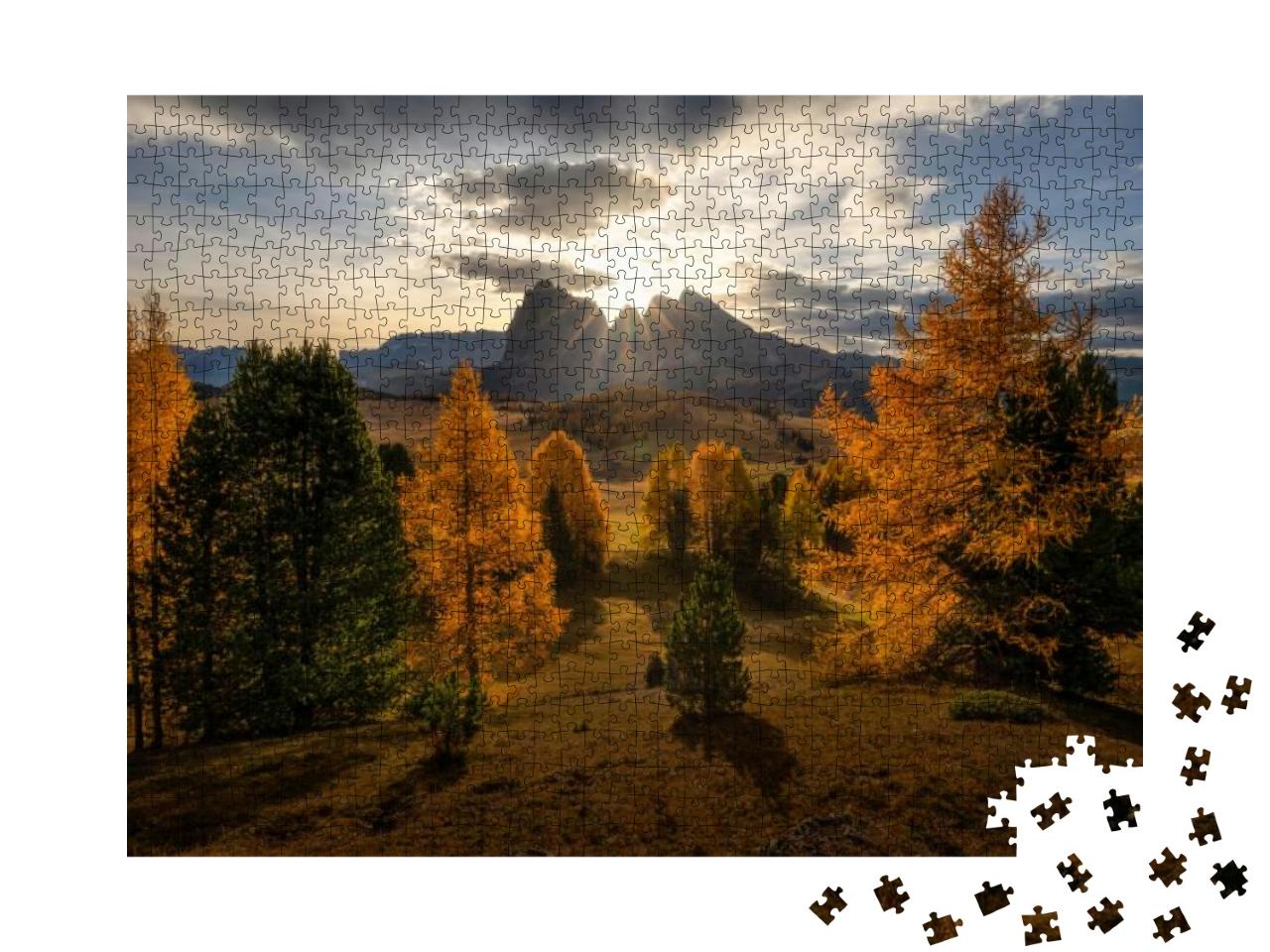 A Beautiful Autumn Morning in the Dolomites, Alpe Di Suis... Jigsaw Puzzle with 1000 pieces