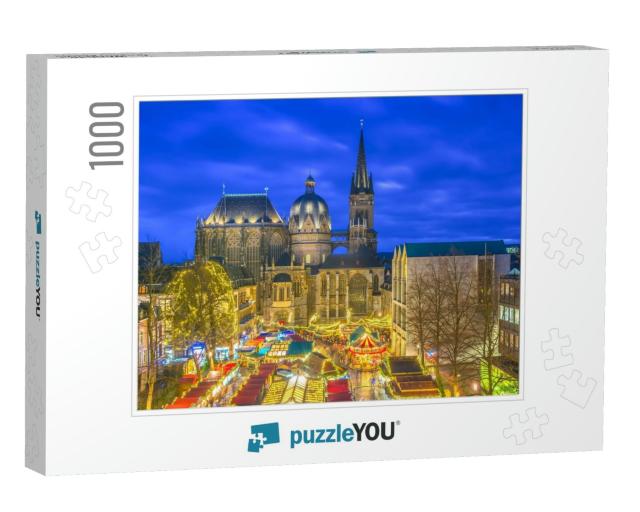 Aachen Cathedral with Famous Christmas Market in the Fore... Jigsaw Puzzle with 1000 pieces