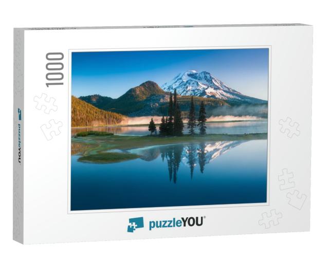 South Sister & Broken Top Reflect Over the Calm Waters of... Jigsaw Puzzle with 1000 pieces