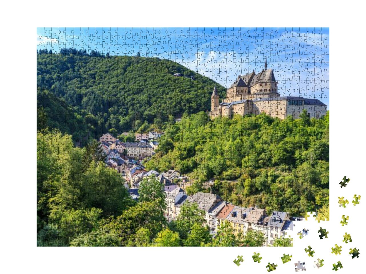 Vianden Castle & a Small Valley, Luxembourg... Jigsaw Puzzle with 1000 pieces