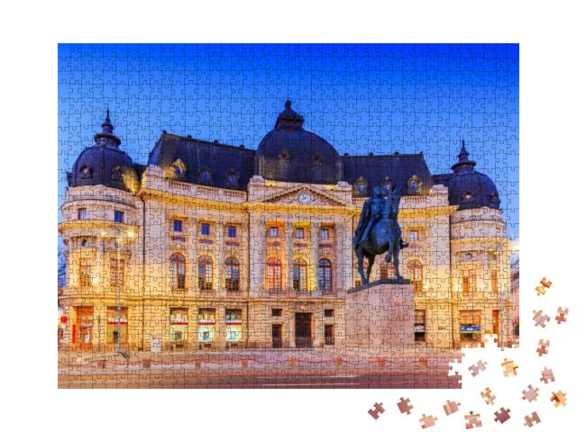 Bucharest, Romania. the Central University Library & Stat... Jigsaw Puzzle with 1000 pieces