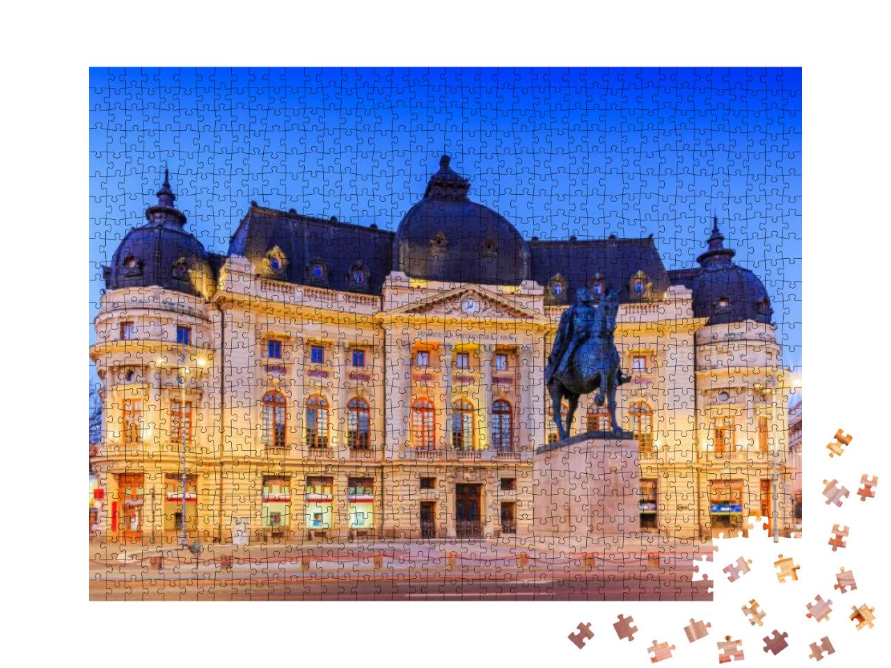 Bucharest, Romania. the Central University Library & Stat... Jigsaw Puzzle with 1000 pieces