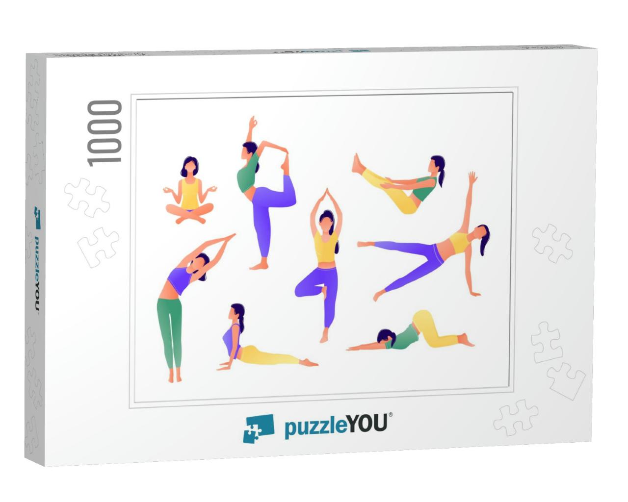Yoga Workout Girl Set. Women Doing Yoga Exercises... Jigsaw Puzzle with 1000 pieces