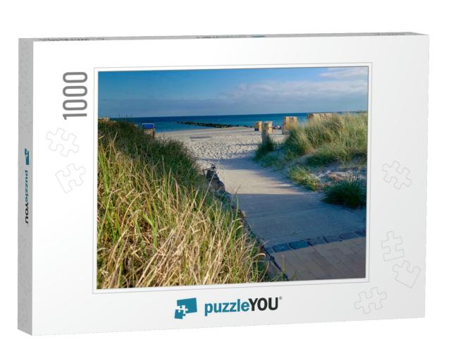 View of the Sand Beach, Traditional North German Beach Ch... Jigsaw Puzzle with 1000 pieces