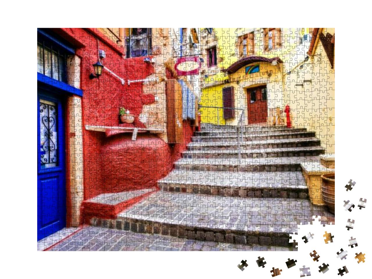 Colors of Greece Series - Vivid Streets of Old Chania Tow... Jigsaw Puzzle with 1000 pieces