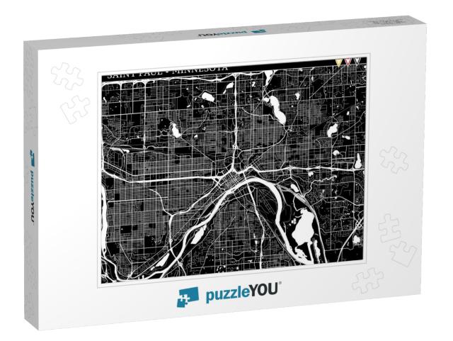 Simple Map of Saint Paul, Minnesota, Usa. Black & White V... Jigsaw Puzzle