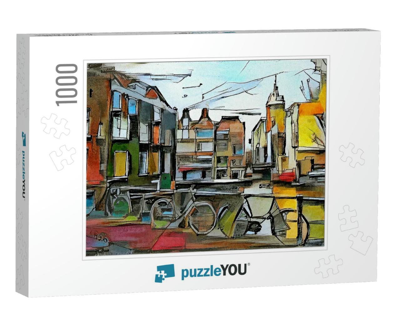 European Urban Landscape from the Triptych Series. the Pa... Jigsaw Puzzle with 1000 pieces