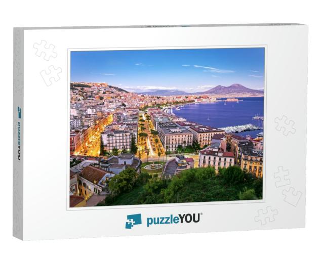 Panoramic Scenic View of Naples At Night, Campania, Italy... Jigsaw Puzzle