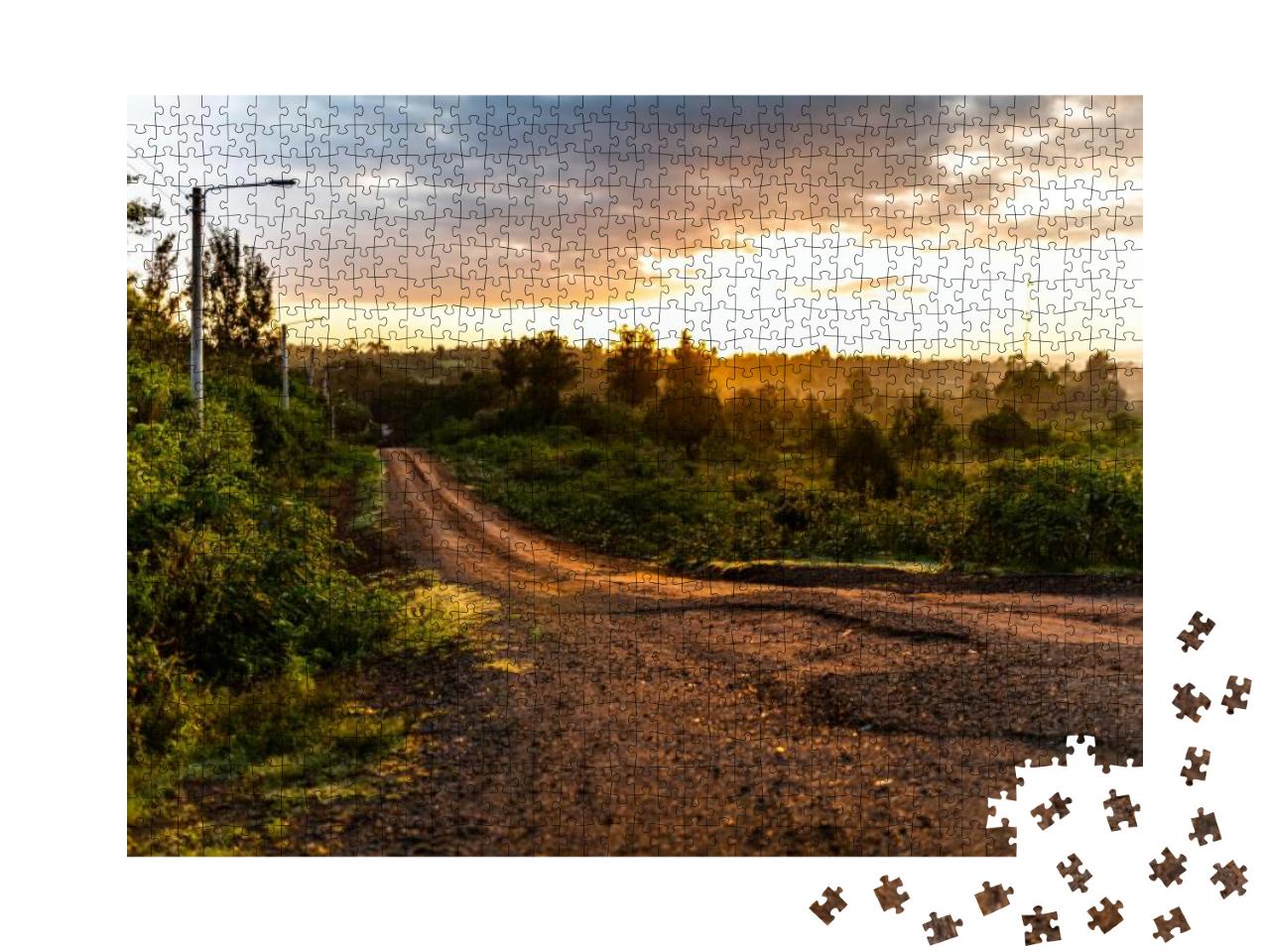 Creative Color Landscape Photograph of Red Gravel Road wi... Jigsaw Puzzle with 1000 pieces