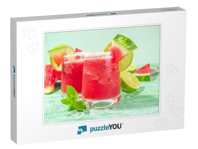 Cold Summer Cocktail, Watermelon Margaritas or Mojito wit... Jigsaw Puzzle