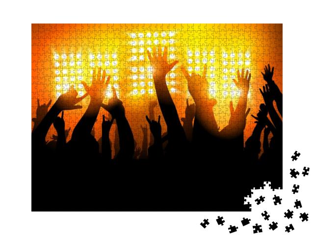 Hands in the Air - Fans At a Concert. Vector Illustration... Jigsaw Puzzle with 1000 pieces