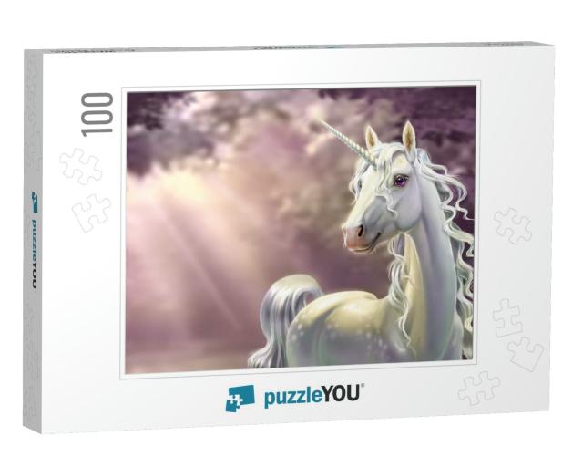 Unicorn in the Forest, Close-Up... Jigsaw Puzzle with 100 pieces