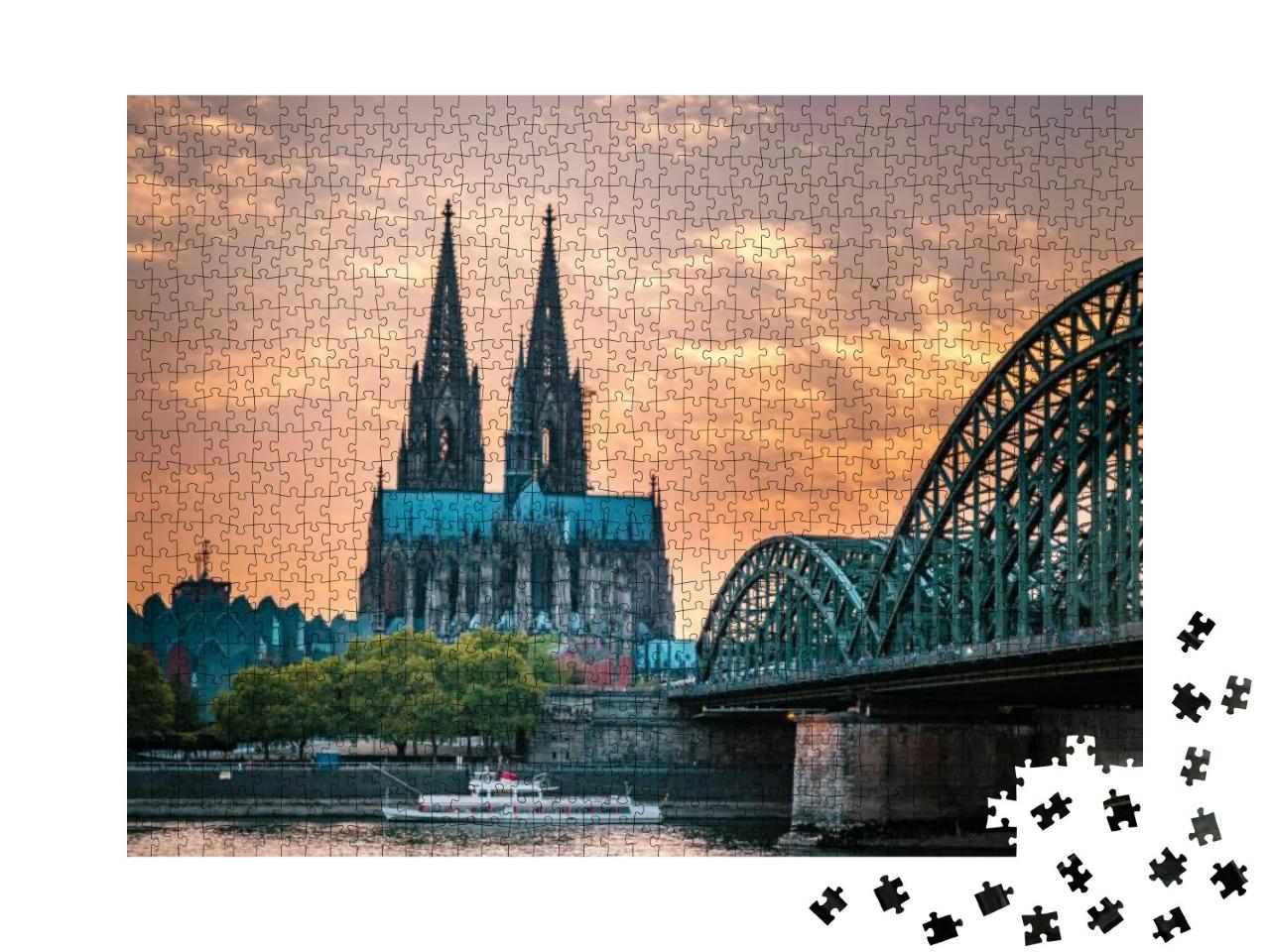 Cologne Cathedral & Hohenzollern Bridge, Cologne, Germany... Jigsaw Puzzle with 1000 pieces