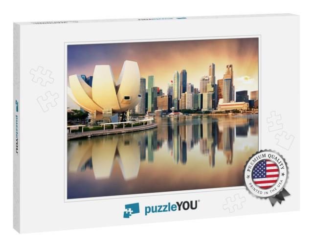 Singapore Skyline At the Marina During Dramatic Sunset... Jigsaw Puzzle