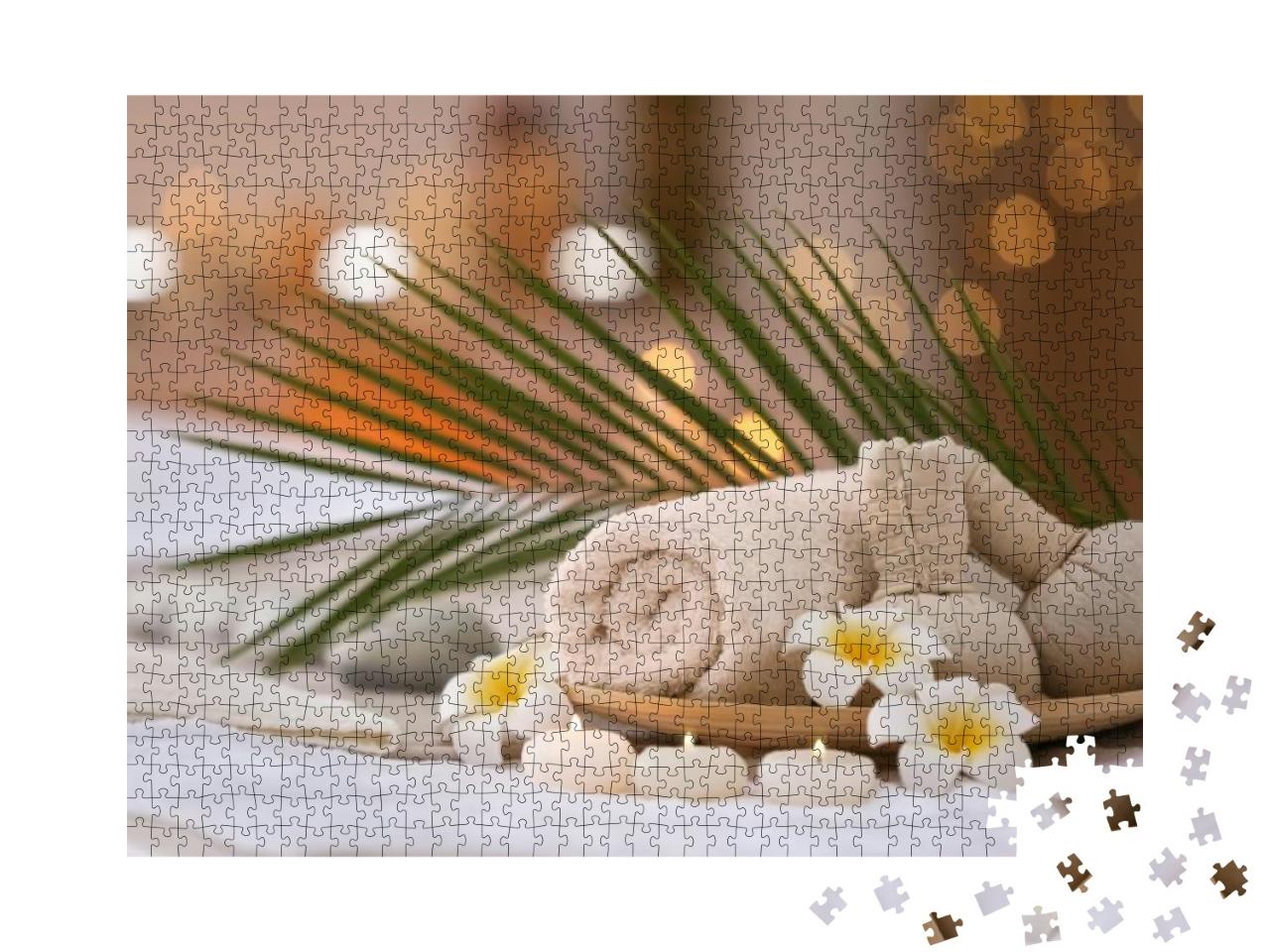 Beautiful Spa Composition on Massage Table in Wellness Ce... Jigsaw Puzzle with 1000 pieces