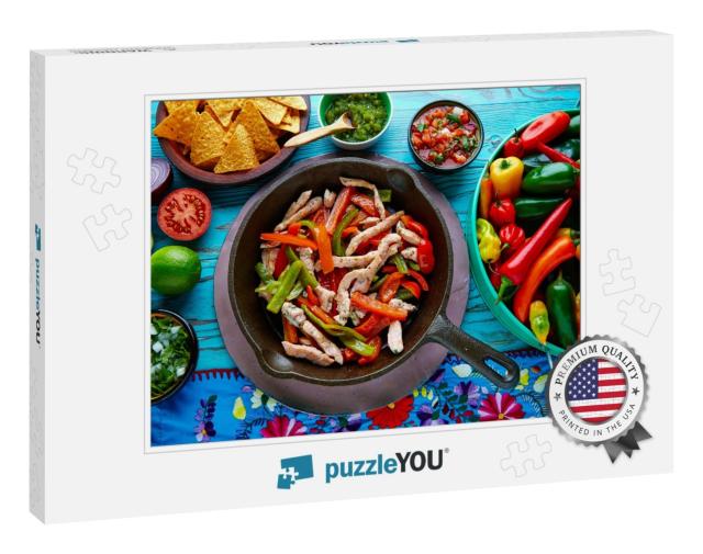Chicken Fajitas in a Pan with Sauces Chili & Sides Mexica... Jigsaw Puzzle