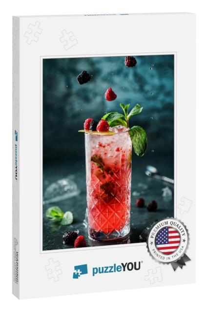 Fresh Berries Cocktail with Raspberry, Blackberry, Mint &... Jigsaw Puzzle