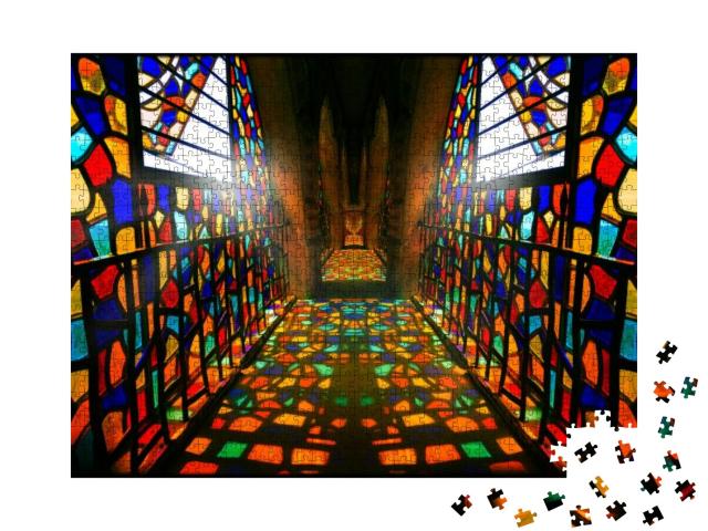 Colorful Window Glass Reflection in Mussa Castle Passage... Jigsaw Puzzle with 1000 pieces