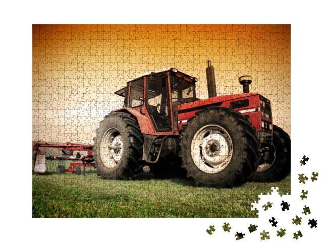 Old Tractor on the Grass Field... Jigsaw Puzzle with 1000 pieces