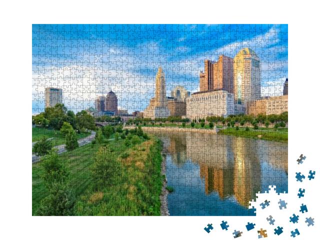 Columbus Cityscape & Scioto River... Jigsaw Puzzle with 1000 pieces
