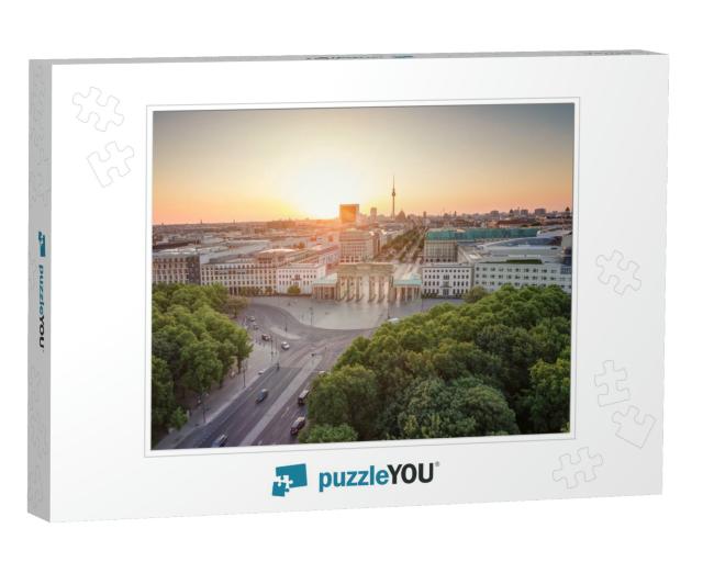 The Brandenburg Gate in Berlin At Sunrise, Germany... Jigsaw Puzzle