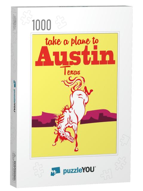 Take a Plane to Austin Texas, Austin Texas Travel Poster... Jigsaw Puzzle with 1000 pieces