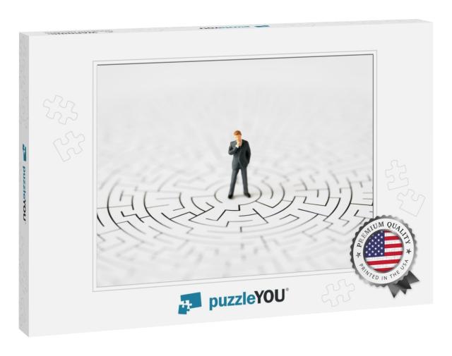 Miniature Business People Office Man Stand Center of Maze... Jigsaw Puzzle