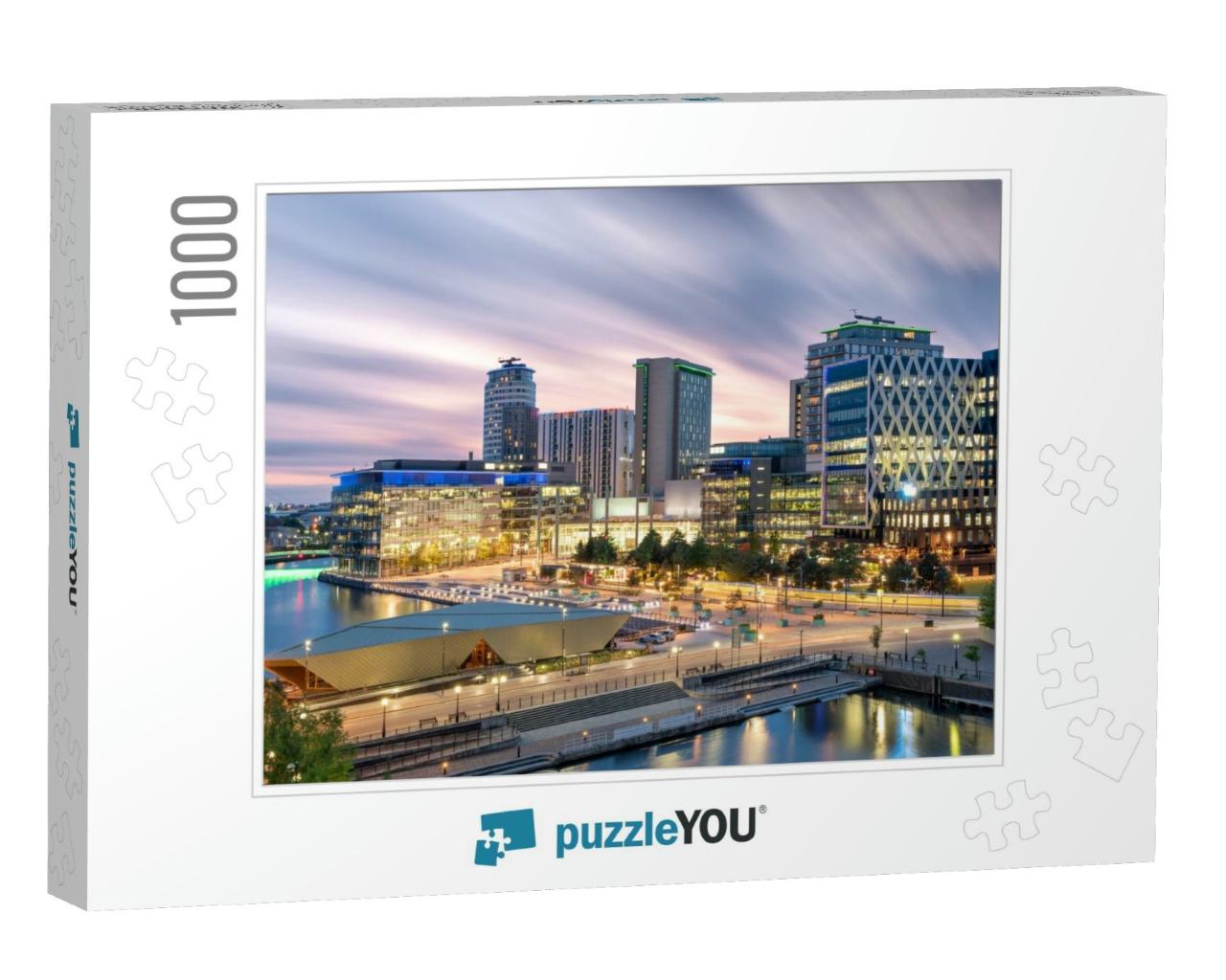 Beautiful Sky Over Media City, Salford Quays, Manchester... Jigsaw Puzzle with 1000 pieces