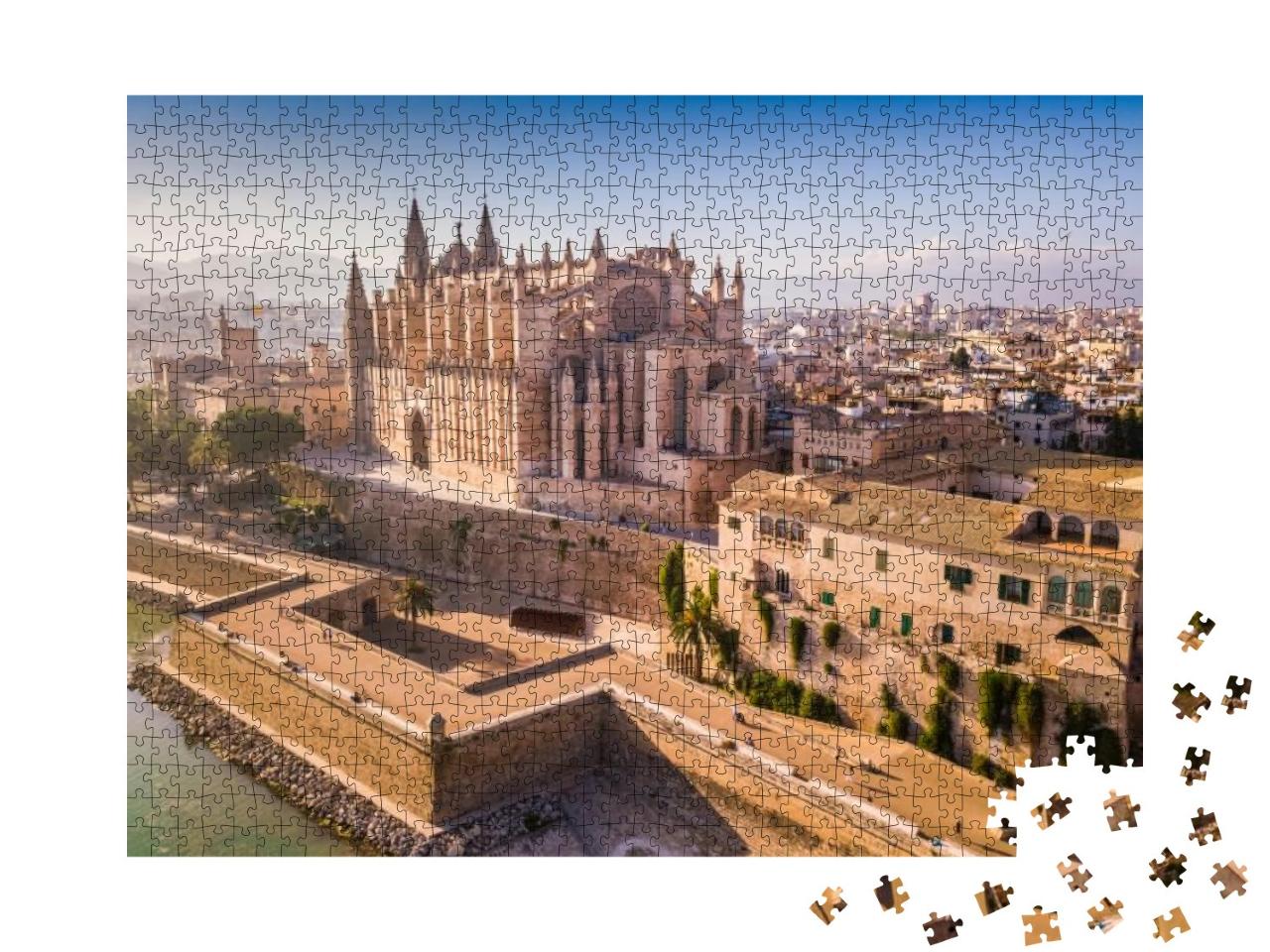 Aerial View of Historic Cathedral in Palma De Mallorca... Jigsaw Puzzle with 1000 pieces