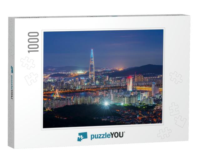 Sunset At Seoul City Skyline, South Korea... Jigsaw Puzzle with 1000 pieces
