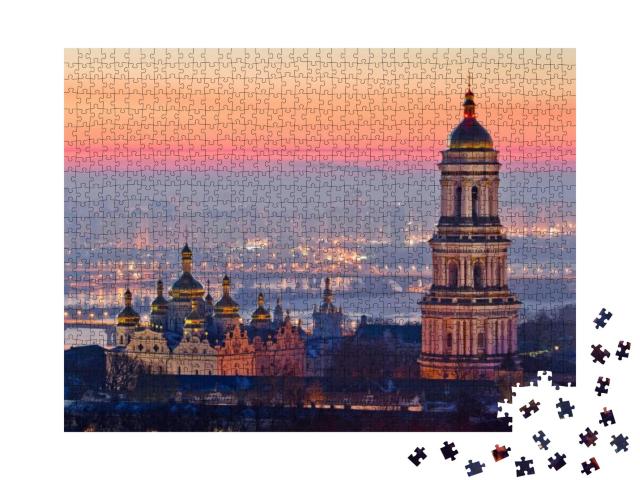 Aerial View At Sunrise of the Kiev-Pechersk Lavra - One o... Jigsaw Puzzle with 1000 pieces