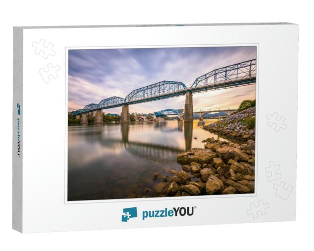 Chattanooga, Tennessee, USA River & Bridge At Dusk... Jigsaw Puzzle