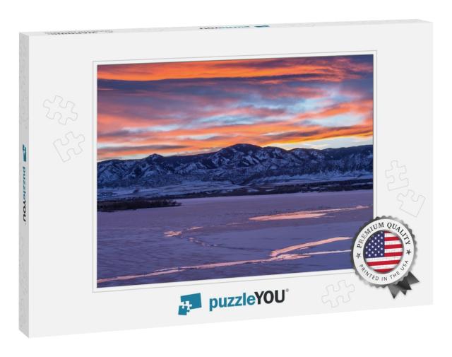 Sunset Winter Mountain Lake - a Colorful & Bright Winter... Jigsaw Puzzle