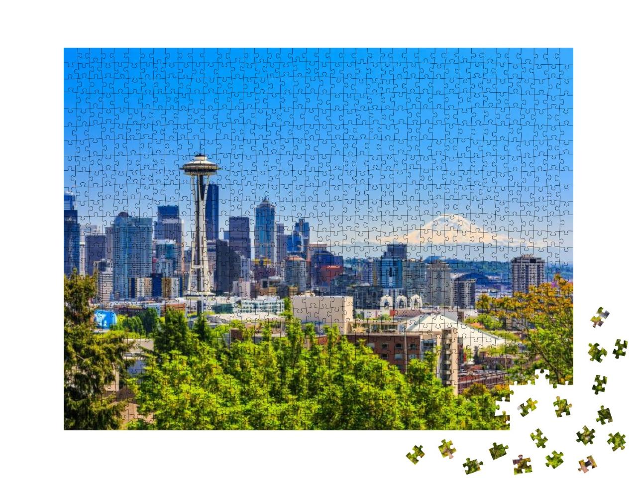 Seattle Downtown Skyline & Mt. Rainier, Washington... Jigsaw Puzzle with 1000 pieces
