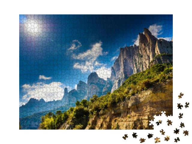 Mountain of Montserrat, Rocky Landscape, Catalonia Spain... Jigsaw Puzzle with 1000 pieces