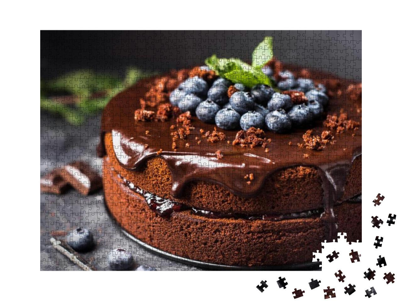 Chocolate Cake with Berries... Jigsaw Puzzle with 1000 pieces