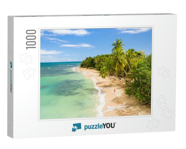 Vacation on the Remote Caribbean Sandy Beach Under the Pa... Jigsaw Puzzle with 1000 pieces