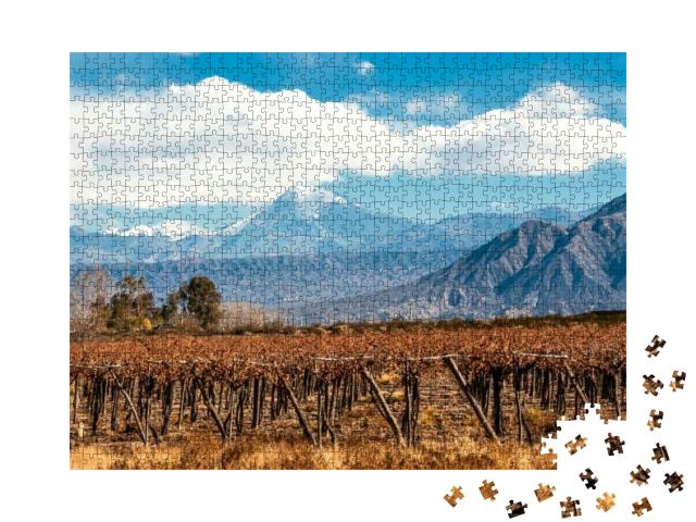 Volcano Aconcagua & Vineyard. Aconcagua is the Highest Mo... Jigsaw Puzzle with 1000 pieces