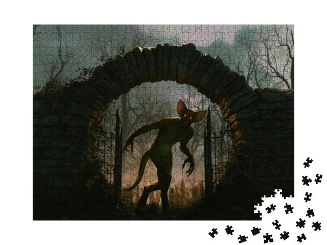 The Gates is Open & Monster is Releasing, Halloween Scene... Jigsaw Puzzle with 1000 pieces