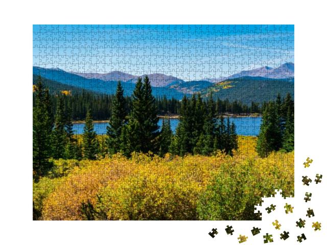 Echo Lake Showing Off Her Fall Colors as Seasons Change &... Jigsaw Puzzle with 1000 pieces