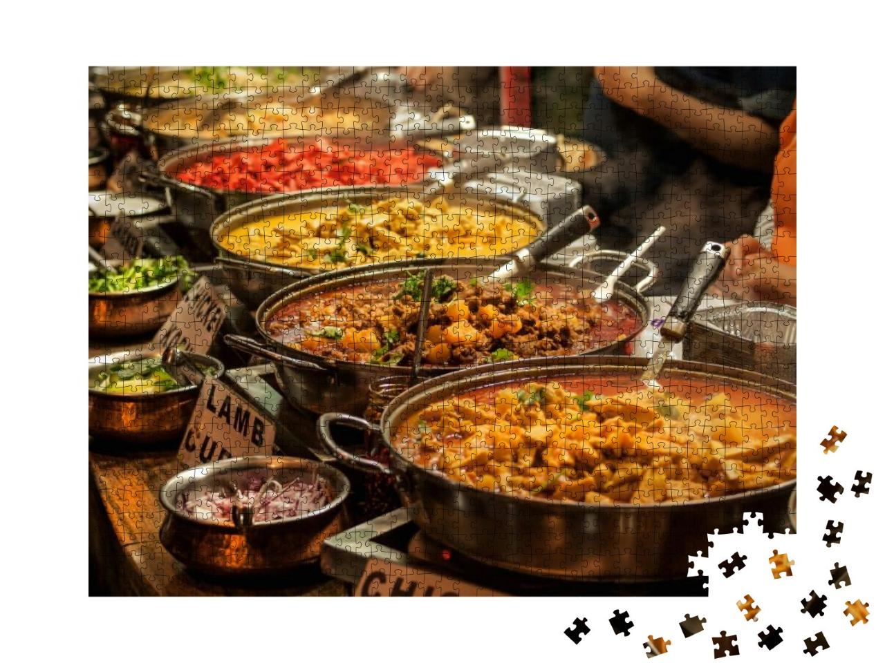 Oriental Food - Indian Takeaway At a London's Market... Jigsaw Puzzle with 1000 pieces