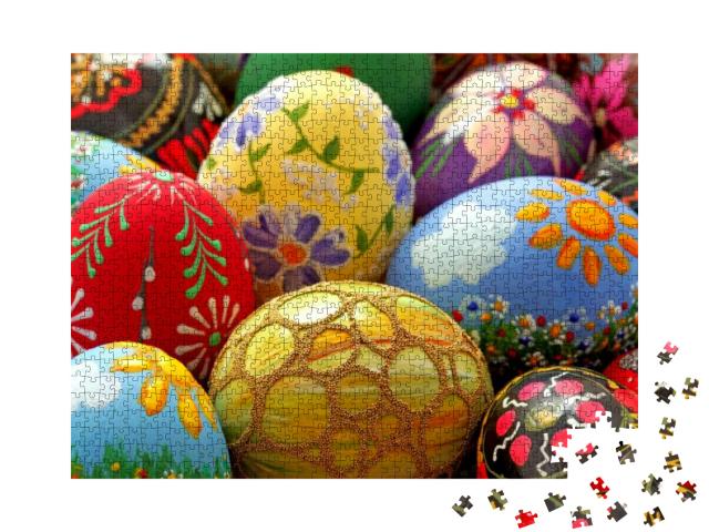 Easter Egg, Hand Painted Beautiful & Colorful... Jigsaw Puzzle with 1000 pieces