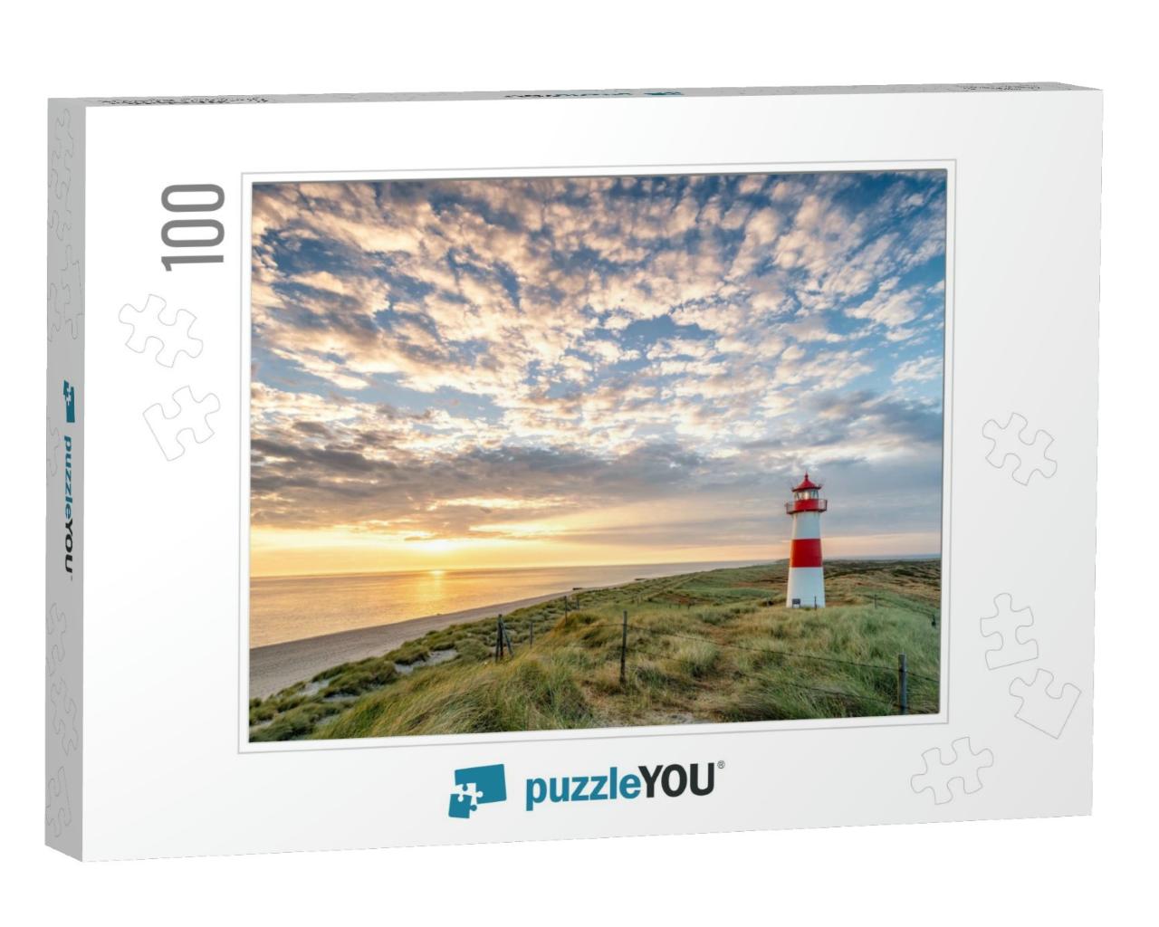 Red Lighthouse on the Island of Sylt in North Frisia, Sch... Jigsaw Puzzle with 100 pieces