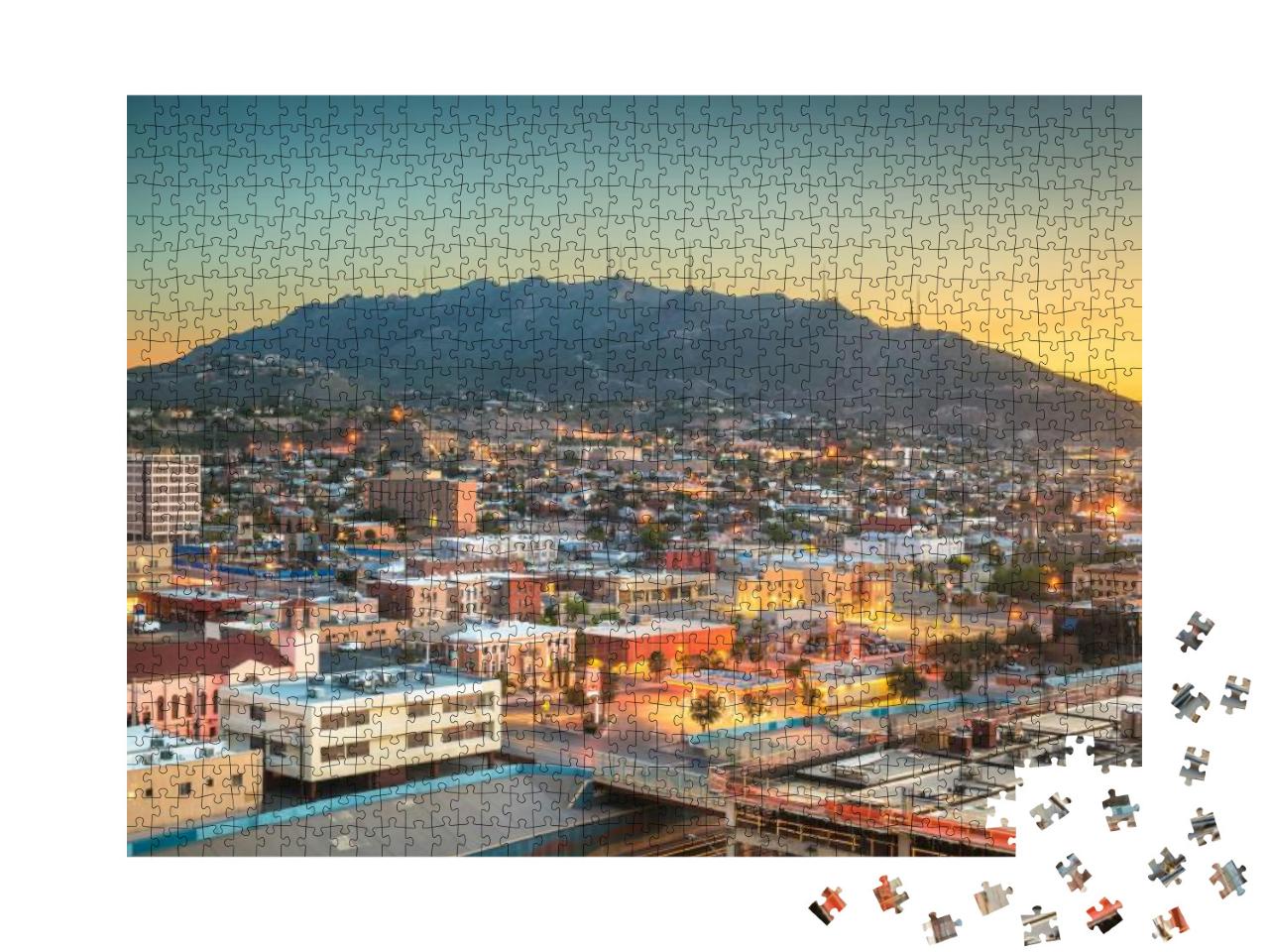 El Paso, Texas, USA Downtown City Skyline Towards Scenic D... Jigsaw Puzzle with 1000 pieces