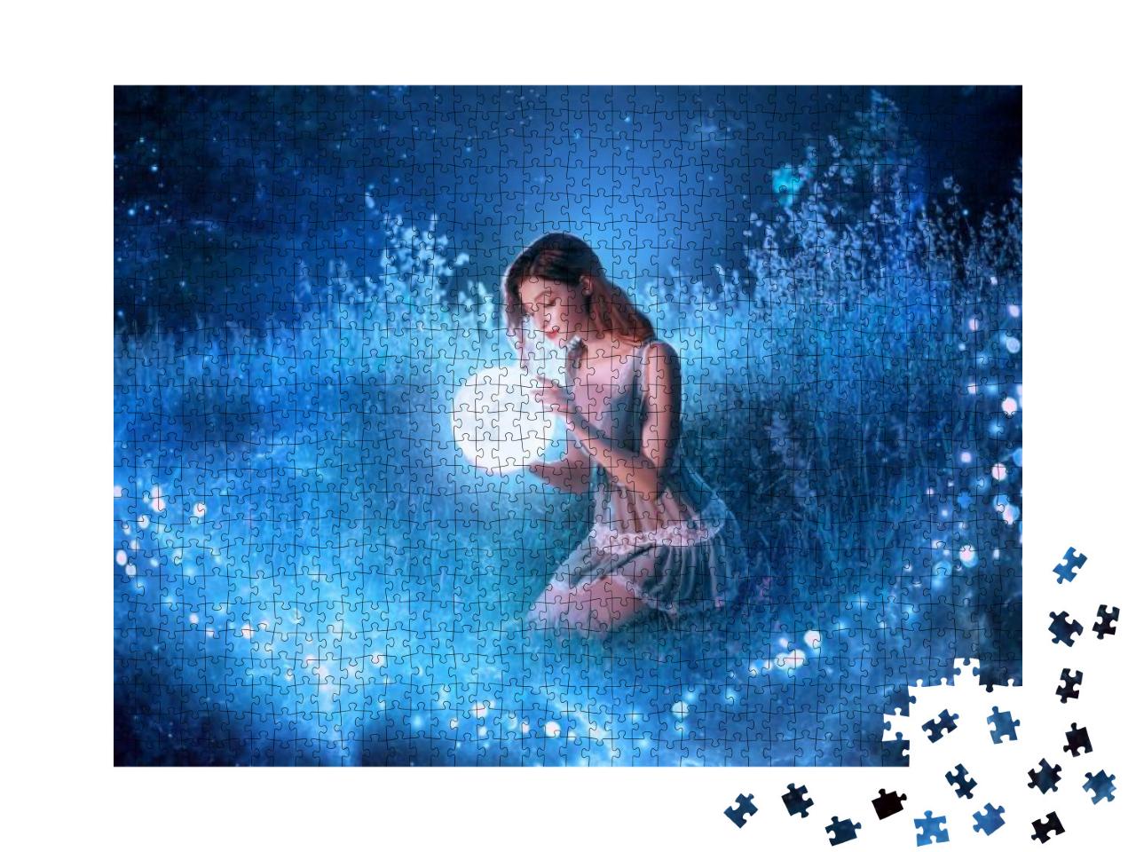 Artwork Fantasy Young Beautiful Woman Holds Magical Ball... Jigsaw Puzzle with 1000 pieces