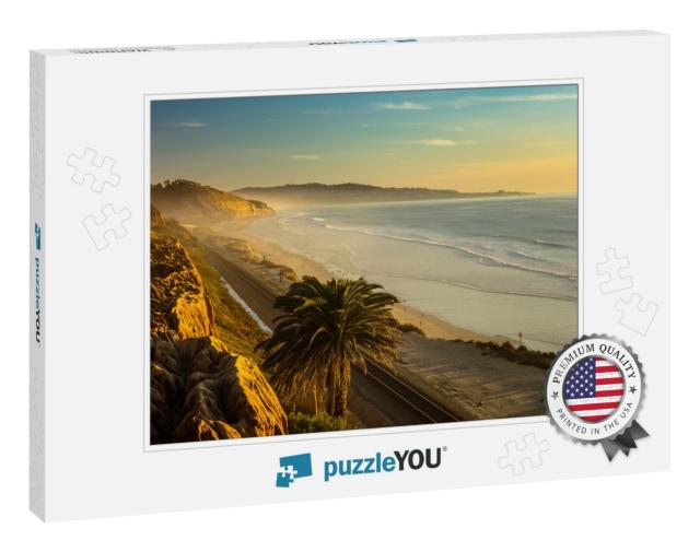 Sunset & Marine Layer At the Terry Pine Beach, San Diego... Jigsaw Puzzle