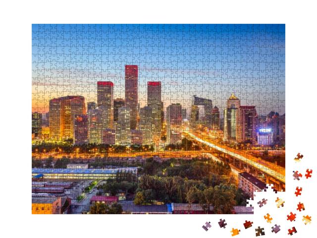 Beijing, China Cbd Skyline At Sunset... Jigsaw Puzzle with 1000 pieces